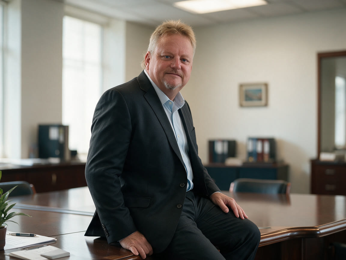 Mike Perdue in a county office meeting room in Guilford County, North Carolina.