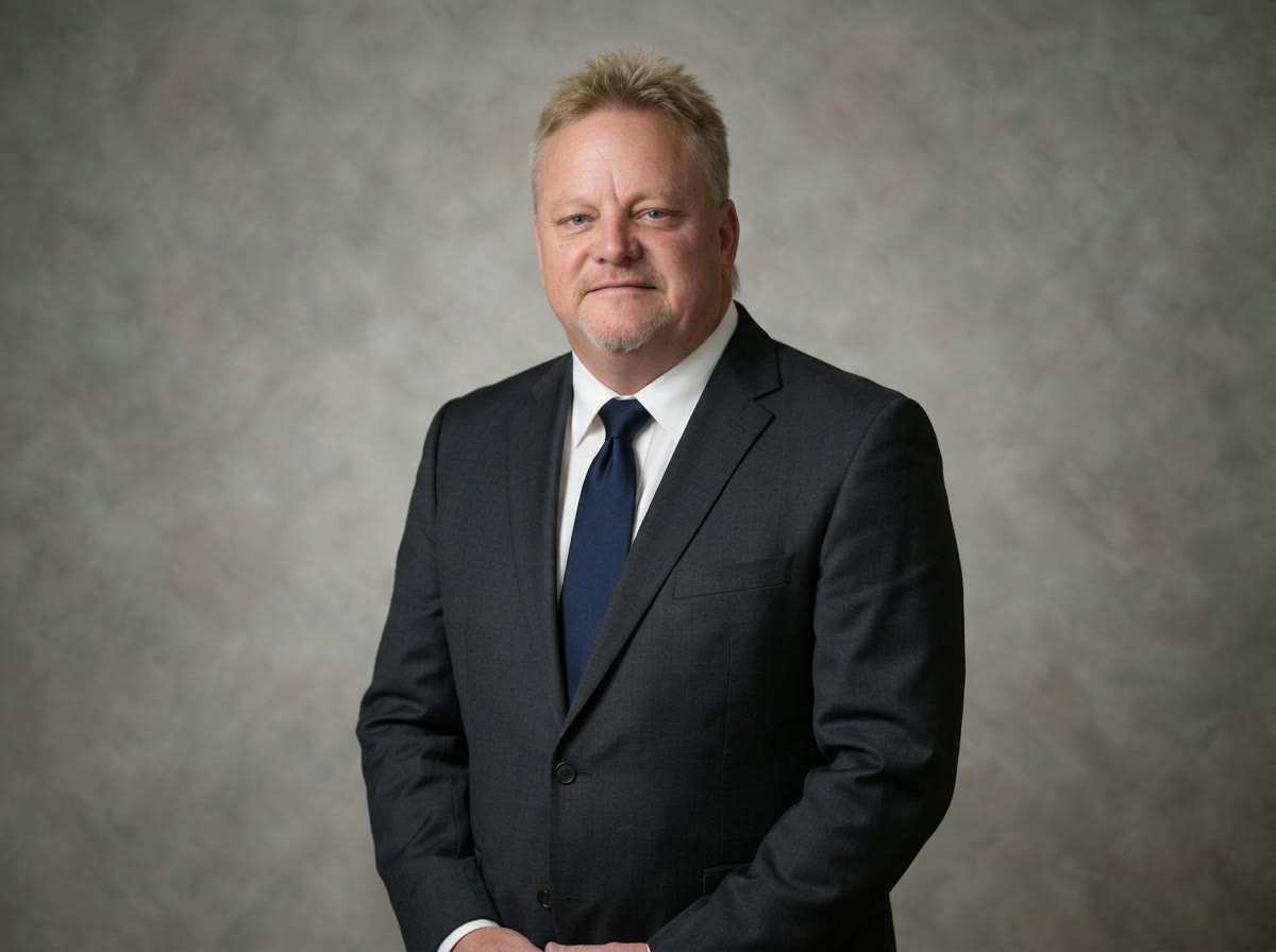 Studio portrait of Mike Perdue, candidate for Guilford County Commissioner.