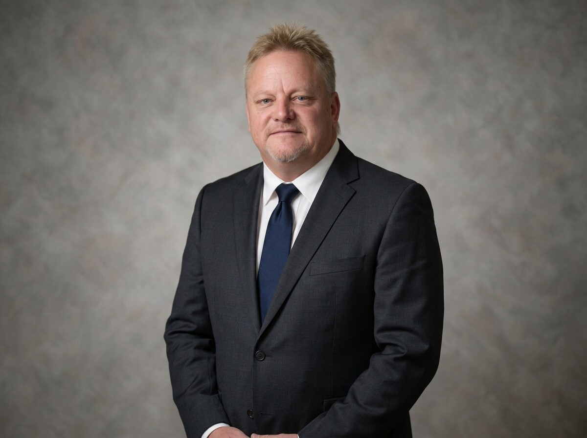 Studio portrait of Mike Perdue.